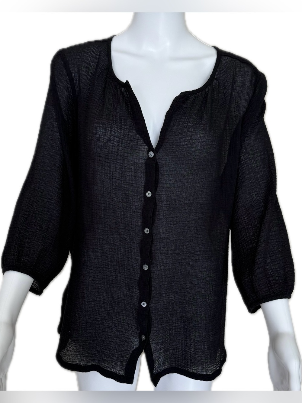 Tommy Bahama Black Lightweight Gauze Blouse